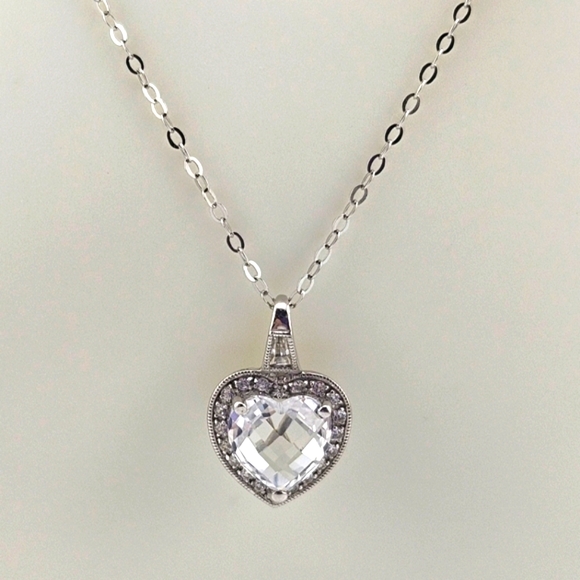 Sterling Silver Moissanite Heart Pendant Chain Not Included